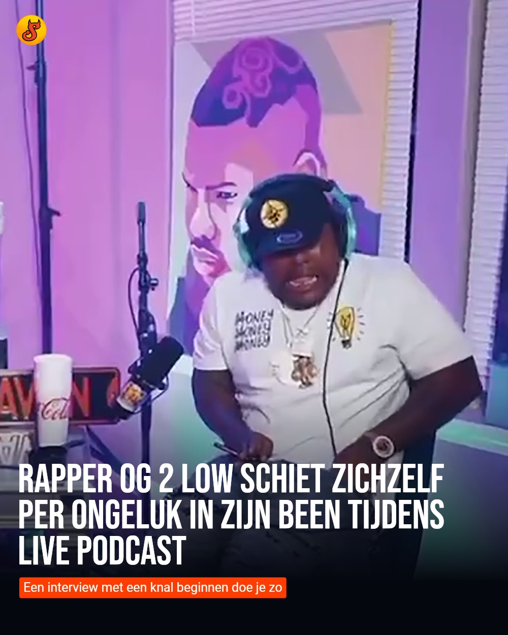 Rapper OG 2 LOW schiet zichzelf per ongeluk in zijn been tijdens live podcast