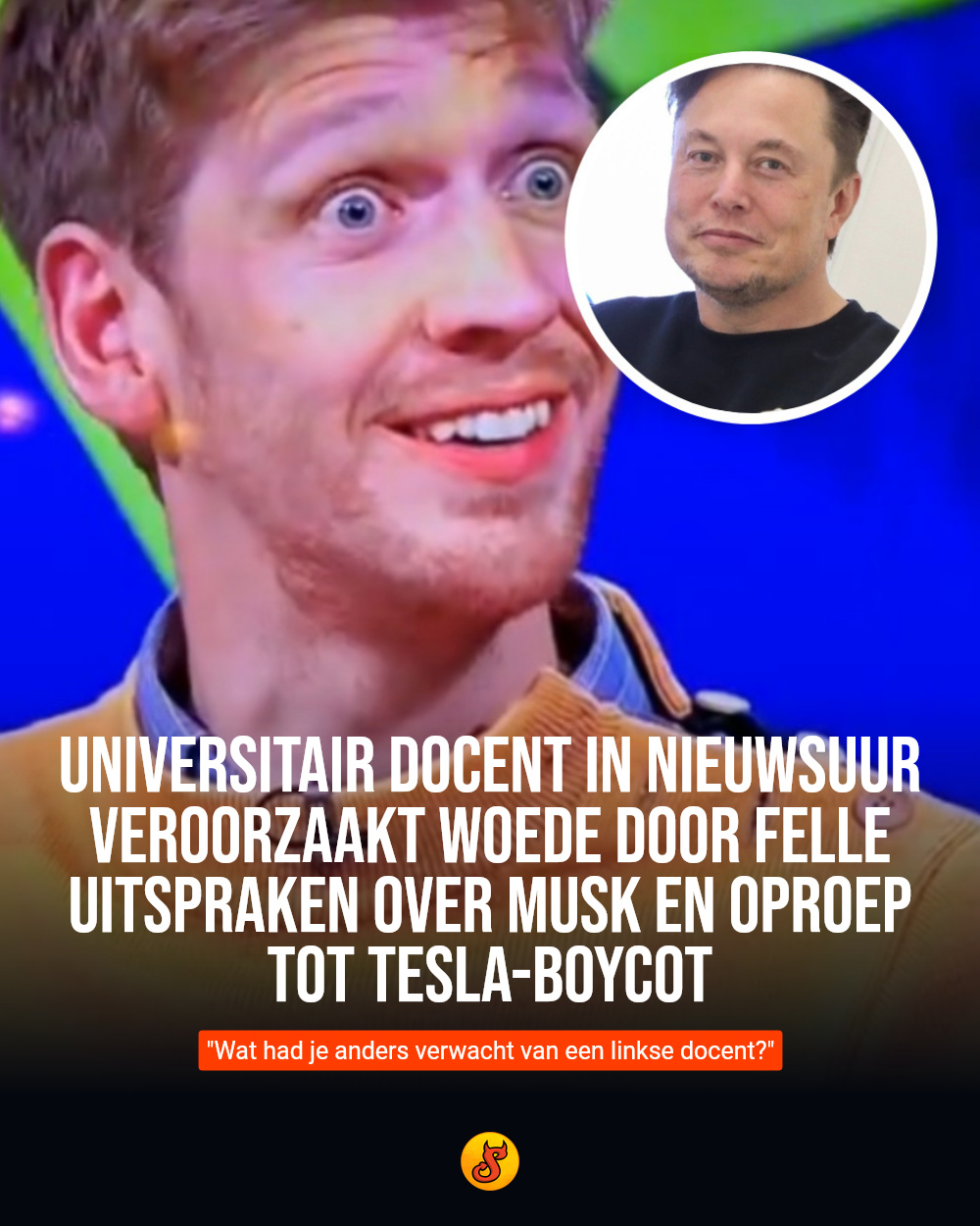 Universitair docent in Nieuwsuur veroorzaakt woede door felle uitspraken over Musk en oproep tot Tesla-boycot