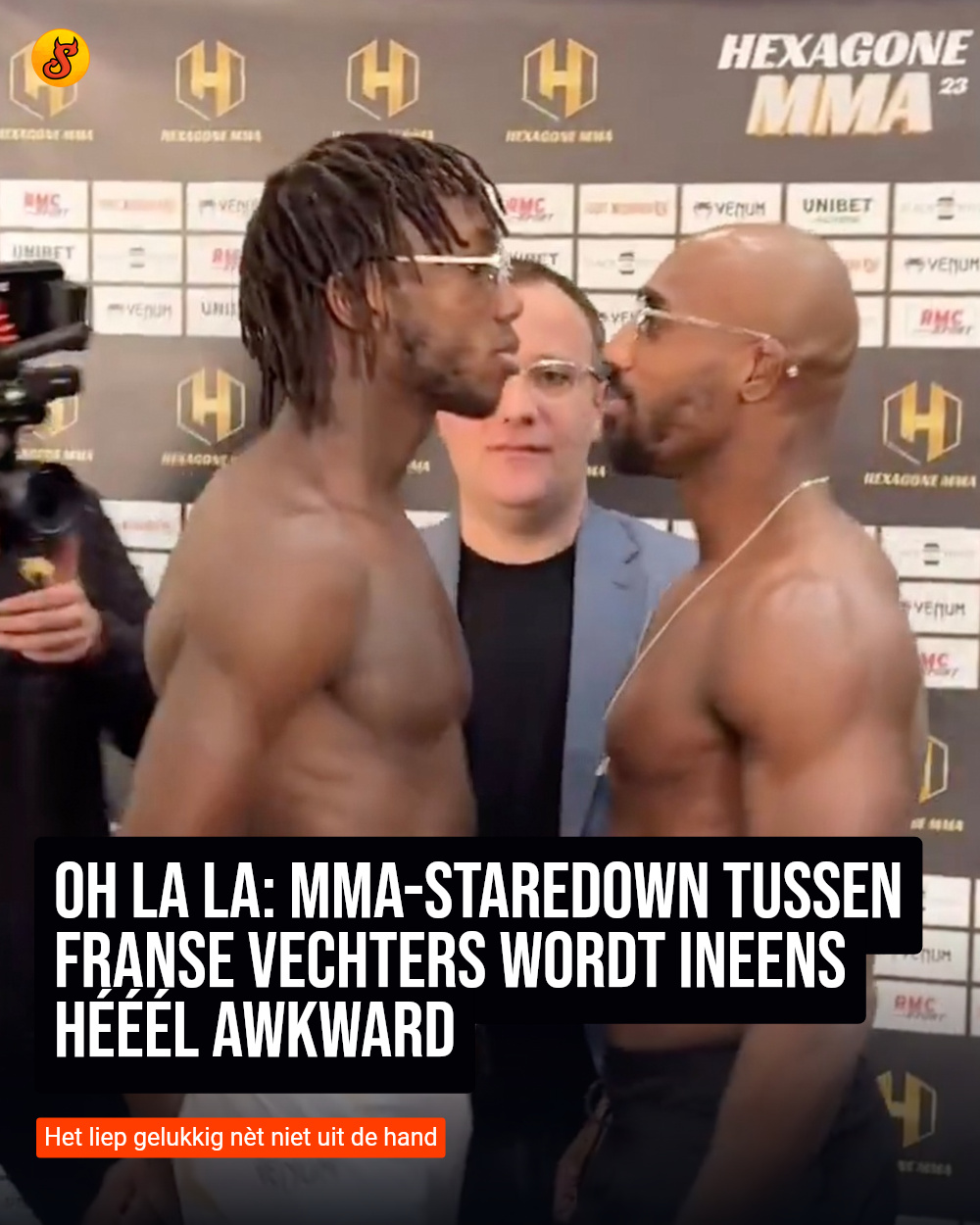 Oh la la: MMA-staredown tussen Franse vechters wordt ineens hééél awkward