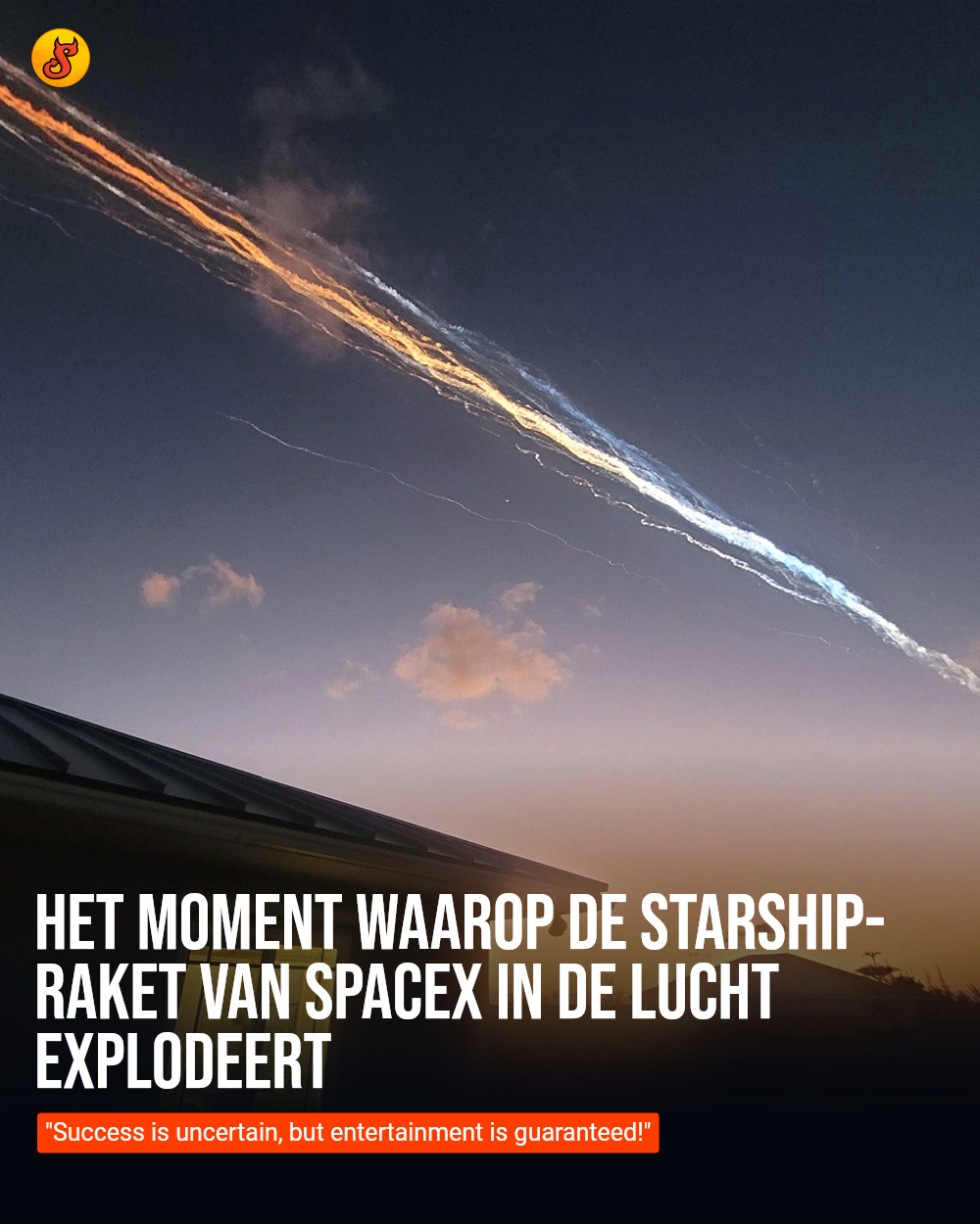 Het moment waarop de Starship-raket van SpaceX in de lucht explodeert