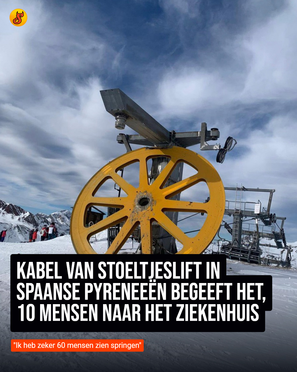 Kabel van stoeltjeslift in Spaanse Pyreneeën begeeft het, 10 mensen naar het ziekenhuis