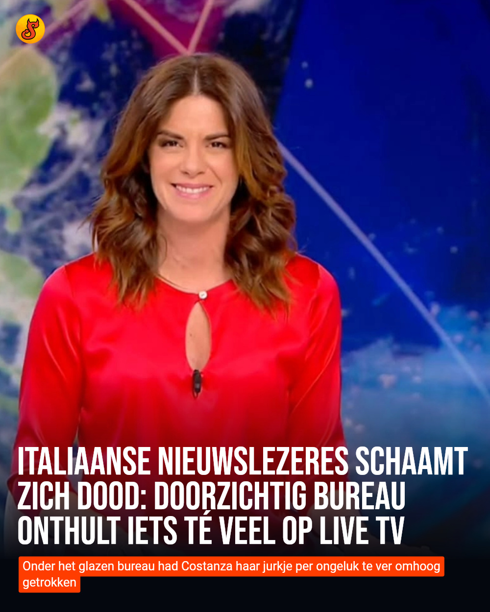 Italiaanse nieuwslezeres schaamt zich dood: doorzichtig bureau onthult iets té veel op live tv