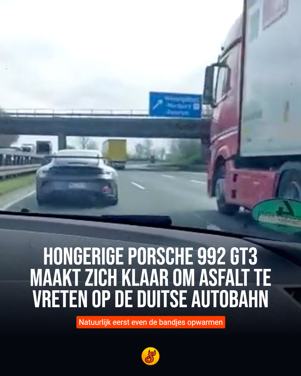Hongerige Porsche 992 GT3 maakt zich klaar om asfalt te vreten op de Duitse Autobahn