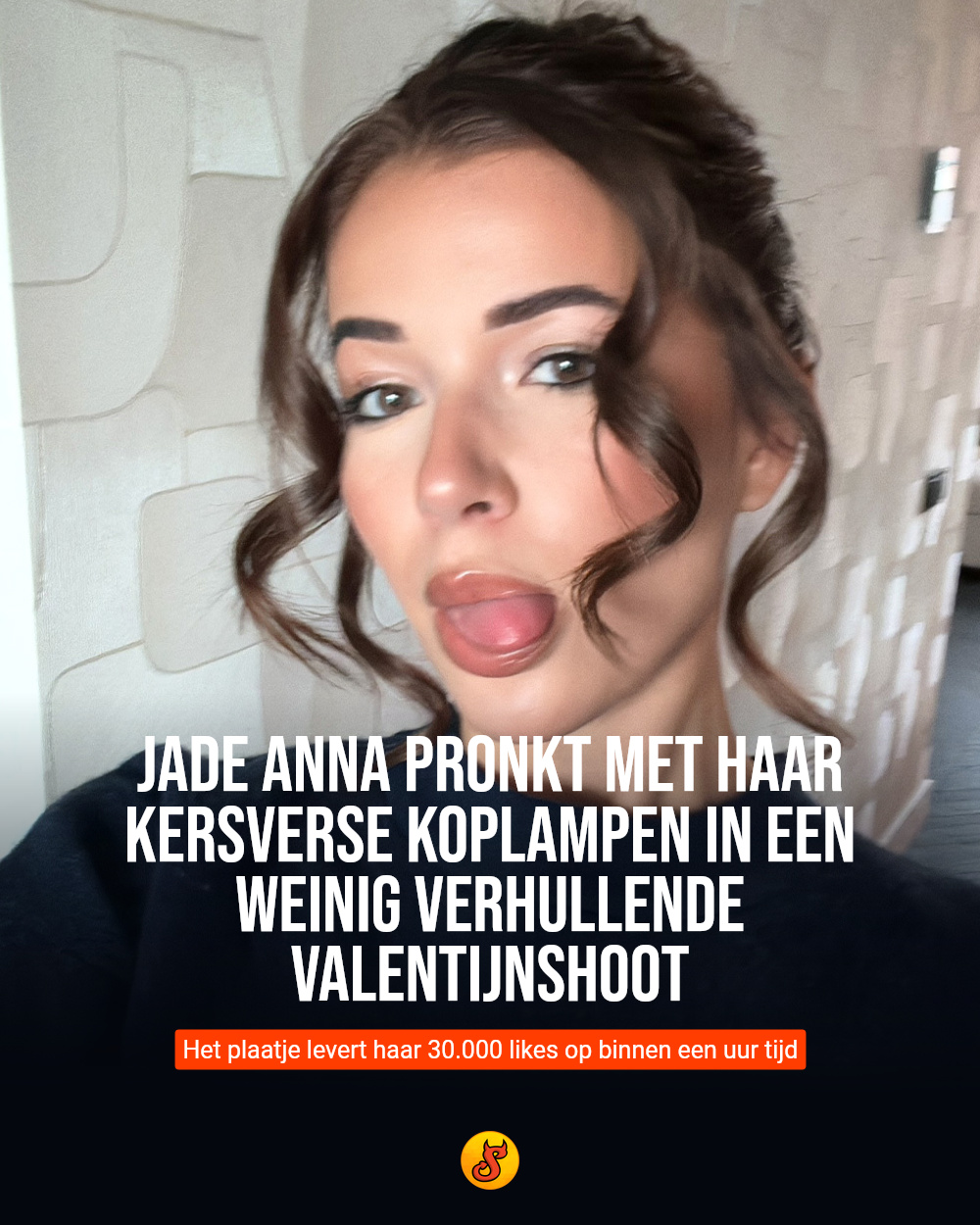 Jade Anna pronkt met haar kersverse koplampen in een weinig verhullende Valentijnshoot