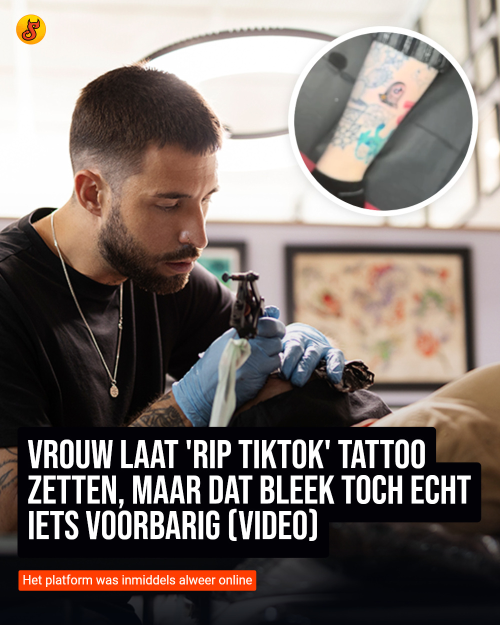 Vrouw laat 'RIP TikTok' tattoo zetten, maar dat bleek toch echt iets voorbarig (VIDEO)