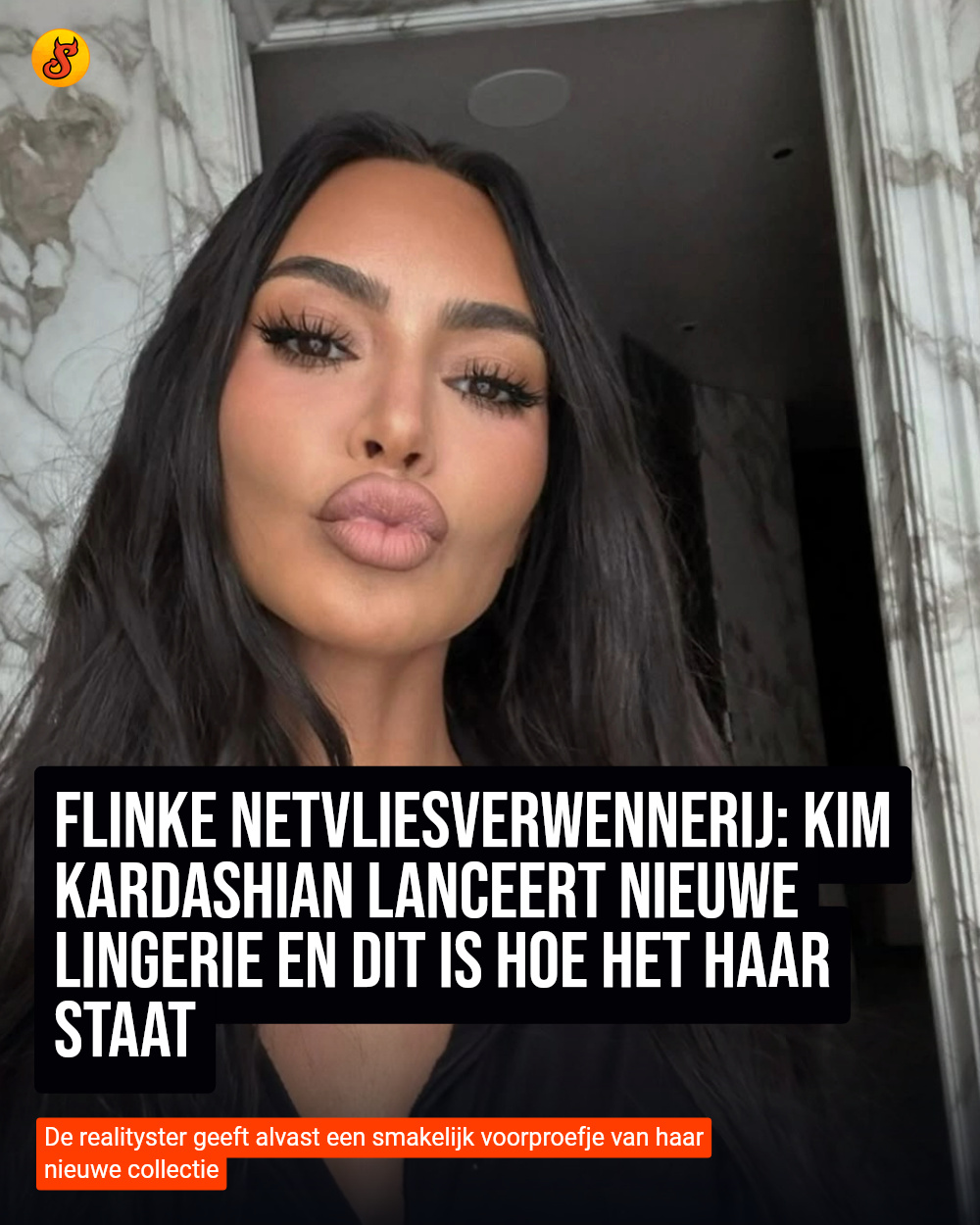 Flinke netvliesverwennerij: Kim Kardashian lanceert nieuwe lingerie en dit is hoe het haar staat