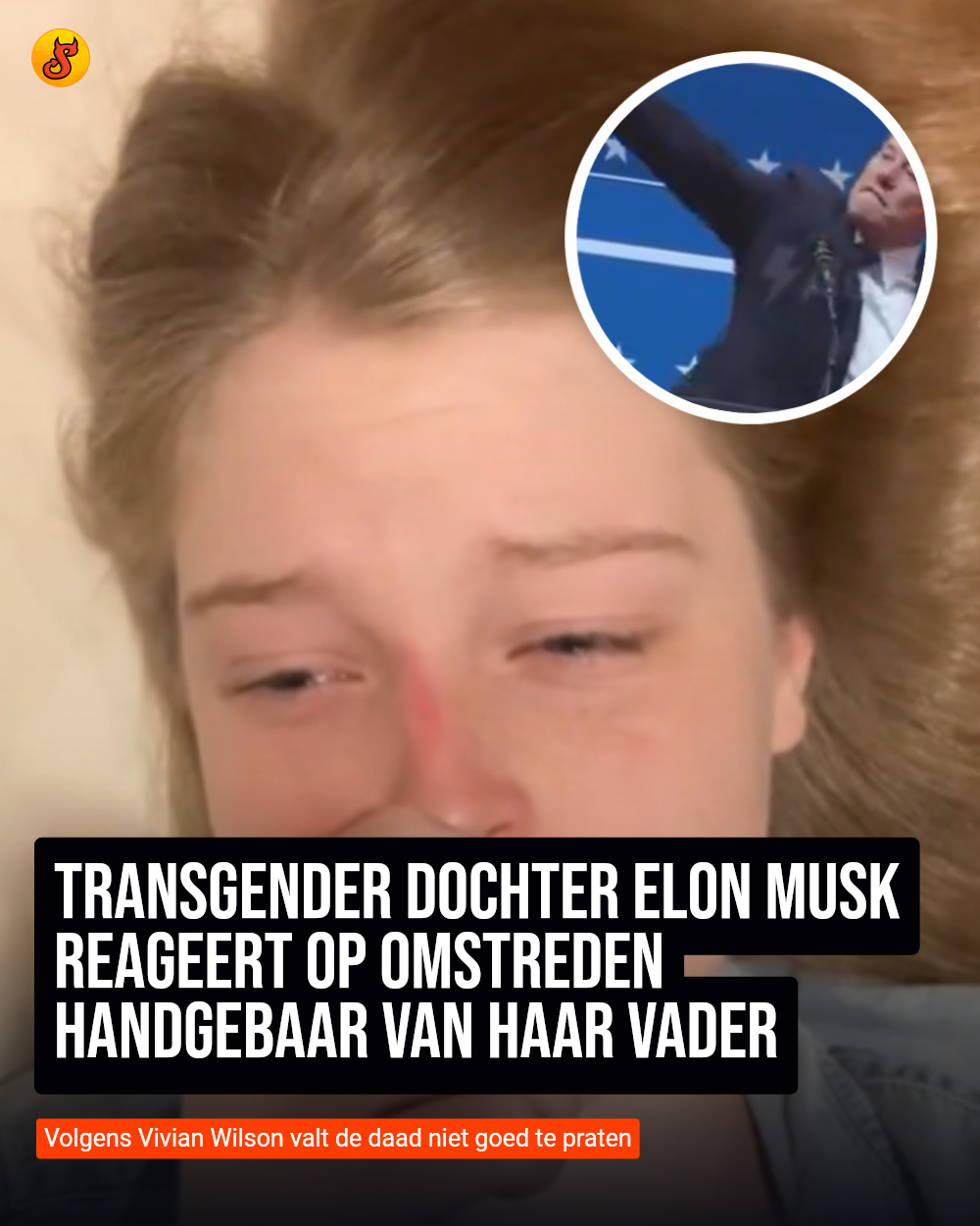 Transgender dochter Elon Musk reageert op omstreden handgebaar van haar vader