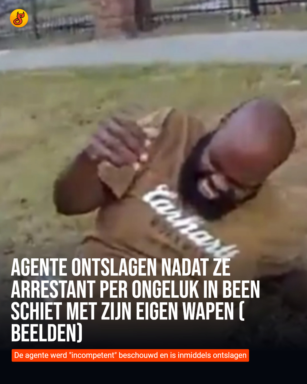 Agente ontslagen nadat ze arrestant per ongeluk in been schiet met zijn eigen wapen (BEELDEN)