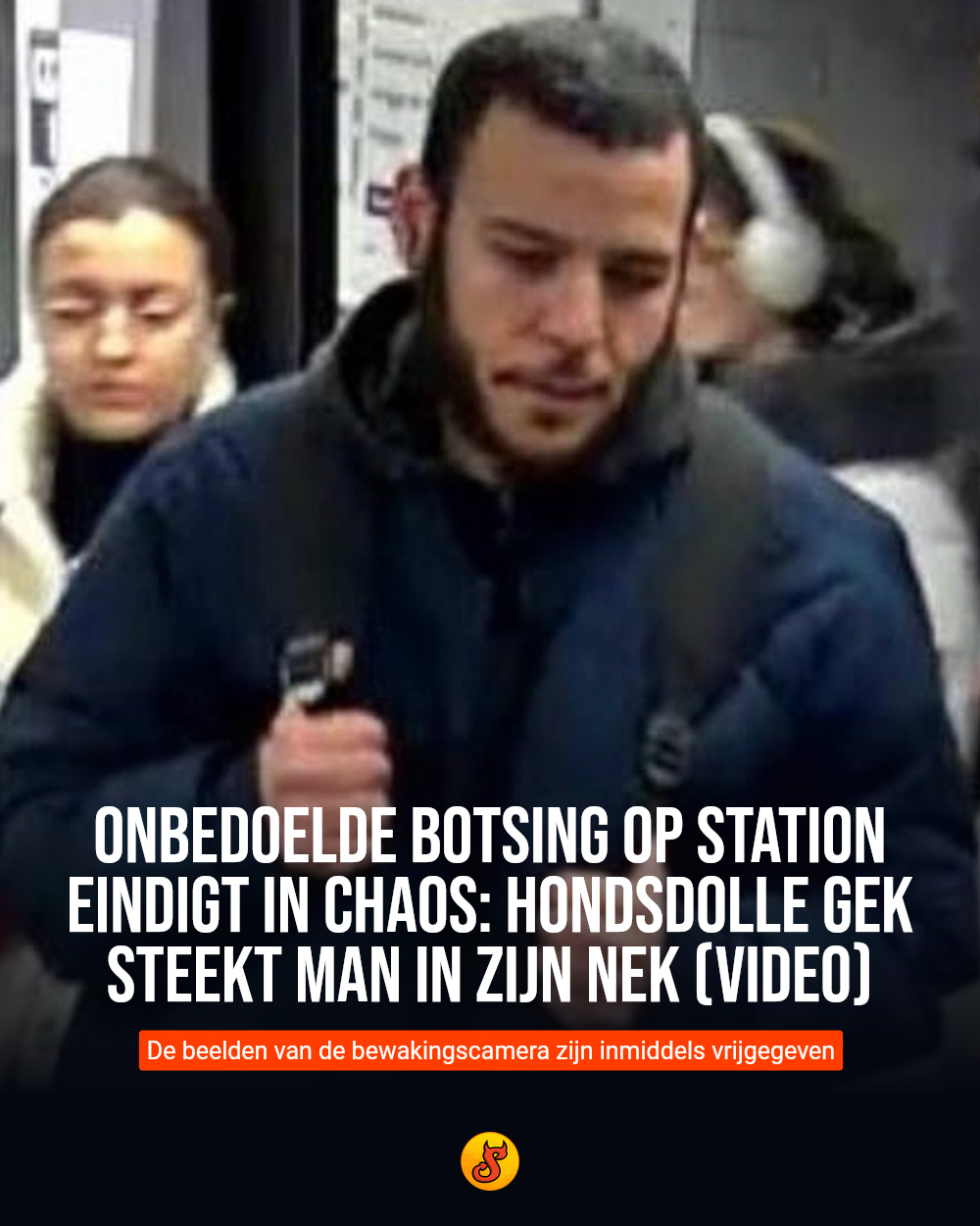 Onbedoelde botsing op station eindigt in chaos: hondsdolle gek steekt man in zijn nek (VIDEO)