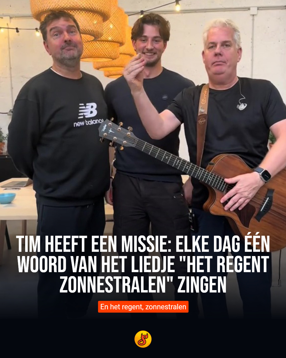 Tim heeft een missie: Elke dag één woord van het liedje "Het Regent Zonnestralen" zingen
