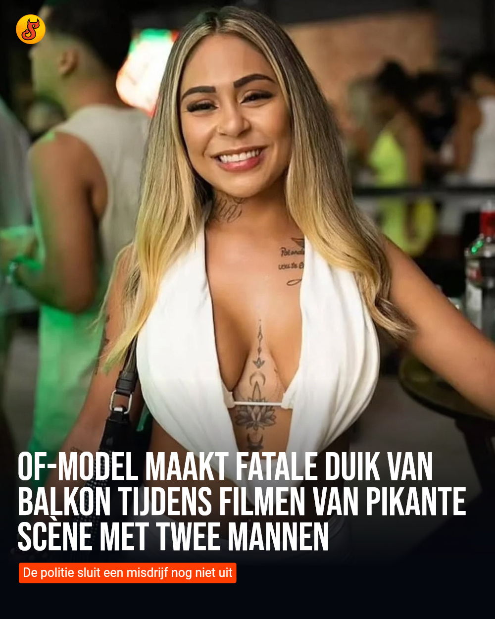 OF-model maakt fatale duik van balkon tijdens filmen van pikante scène met twee mannen