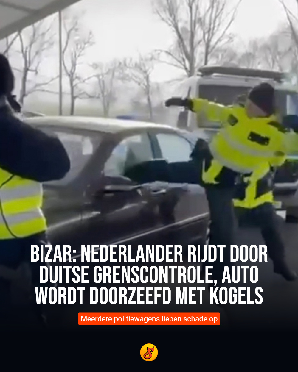 Bizar: Nederlander rijdt door Duitse grenscontrole, auto wordt doorzeefd met kogels