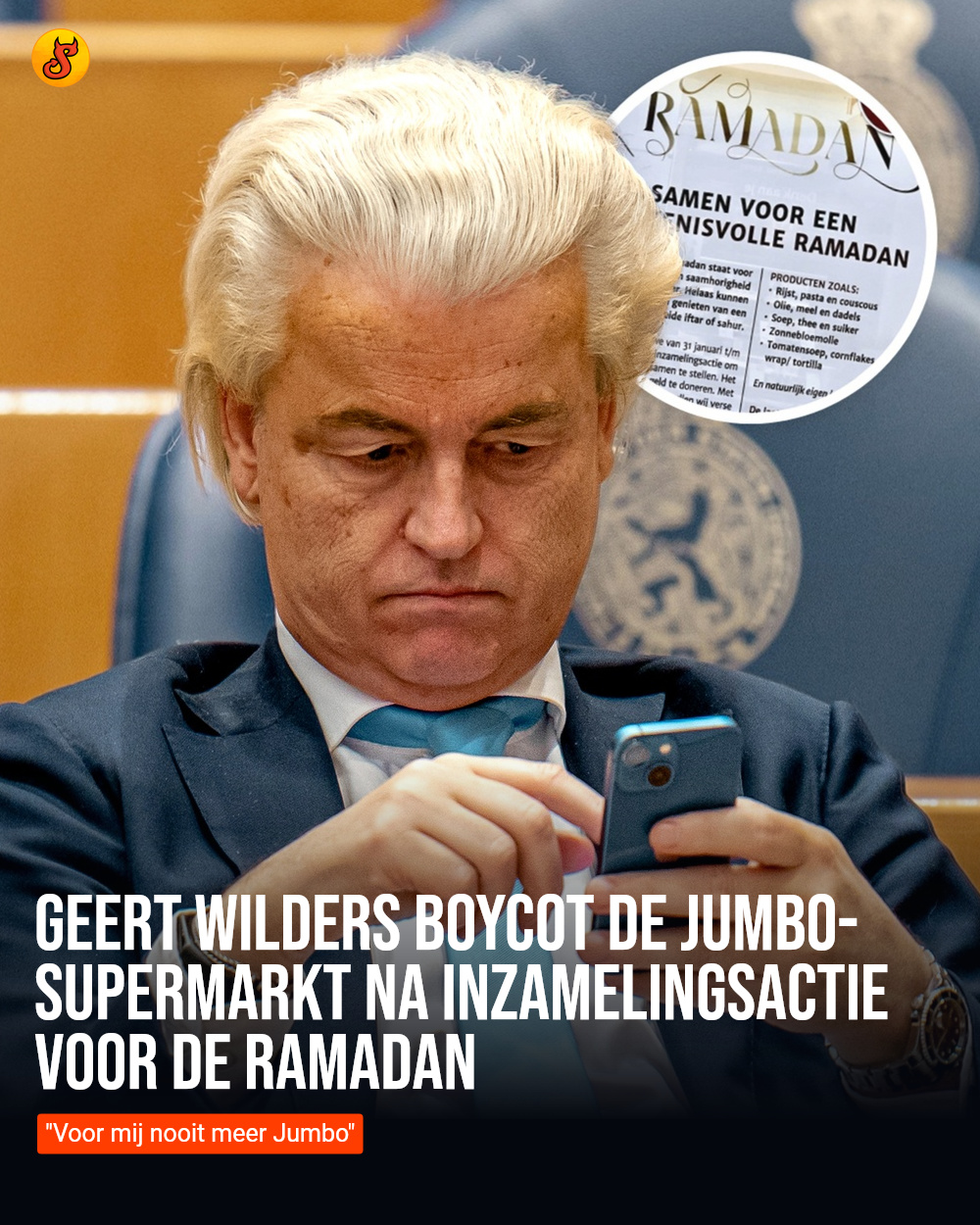 Geert Wilders boycot de Jumbo-supermarkt na inzamelingsactie voor de ramadan