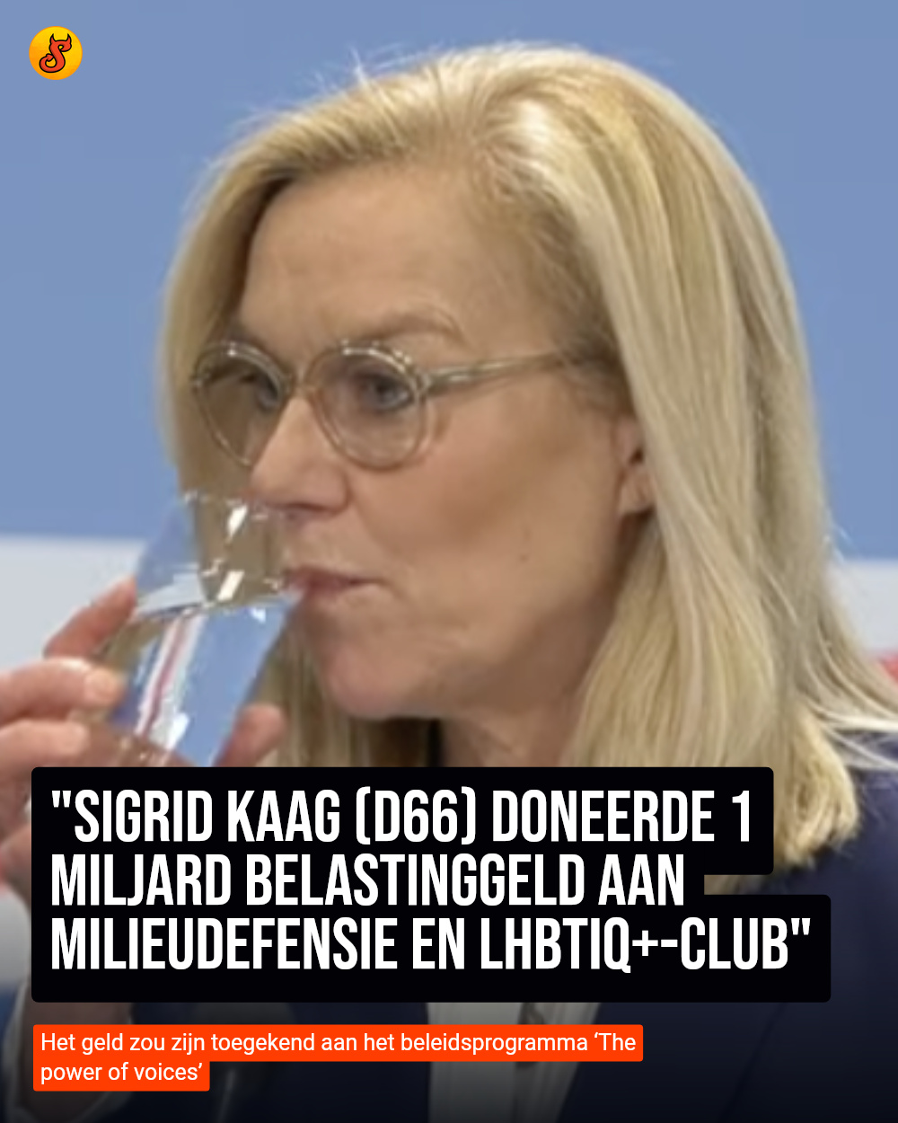 "Sigrid Kaag (D66) doneerde 1 miljard belastinggeld aan Milieudefensie en LHBTIQ+-club"