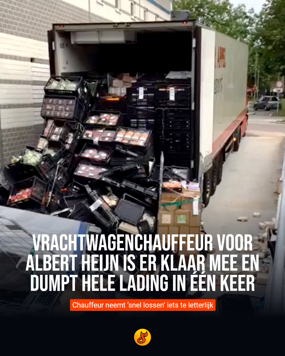 Vrachtwagenchauffeur voor Albert Heijn is er klaar mee en dumpt hele lading in één keer