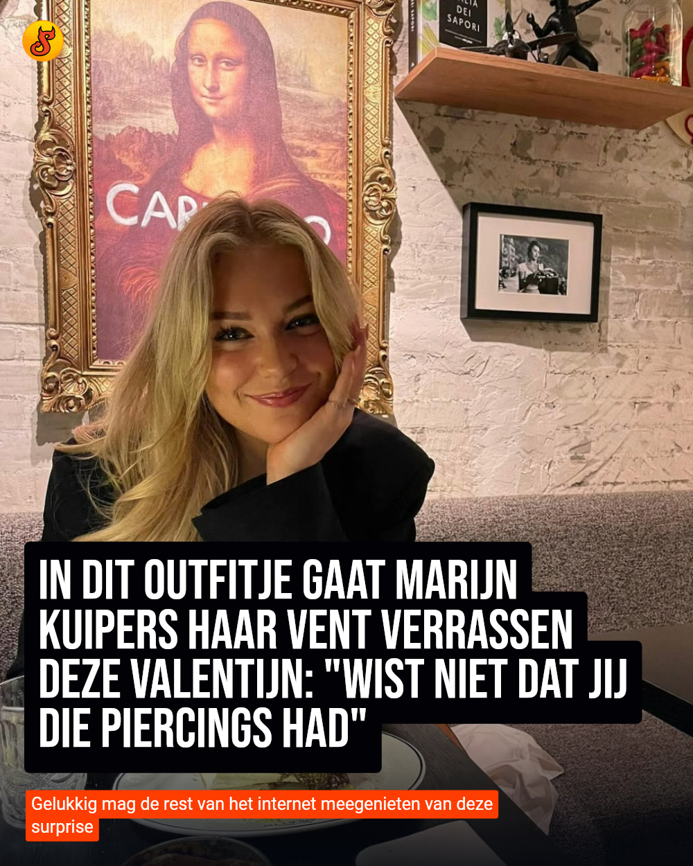 In dit outfitje gaat Marijn Kuipers haar vent verrassen deze Valentijn: "Wist niet dat jij die piercings had"
