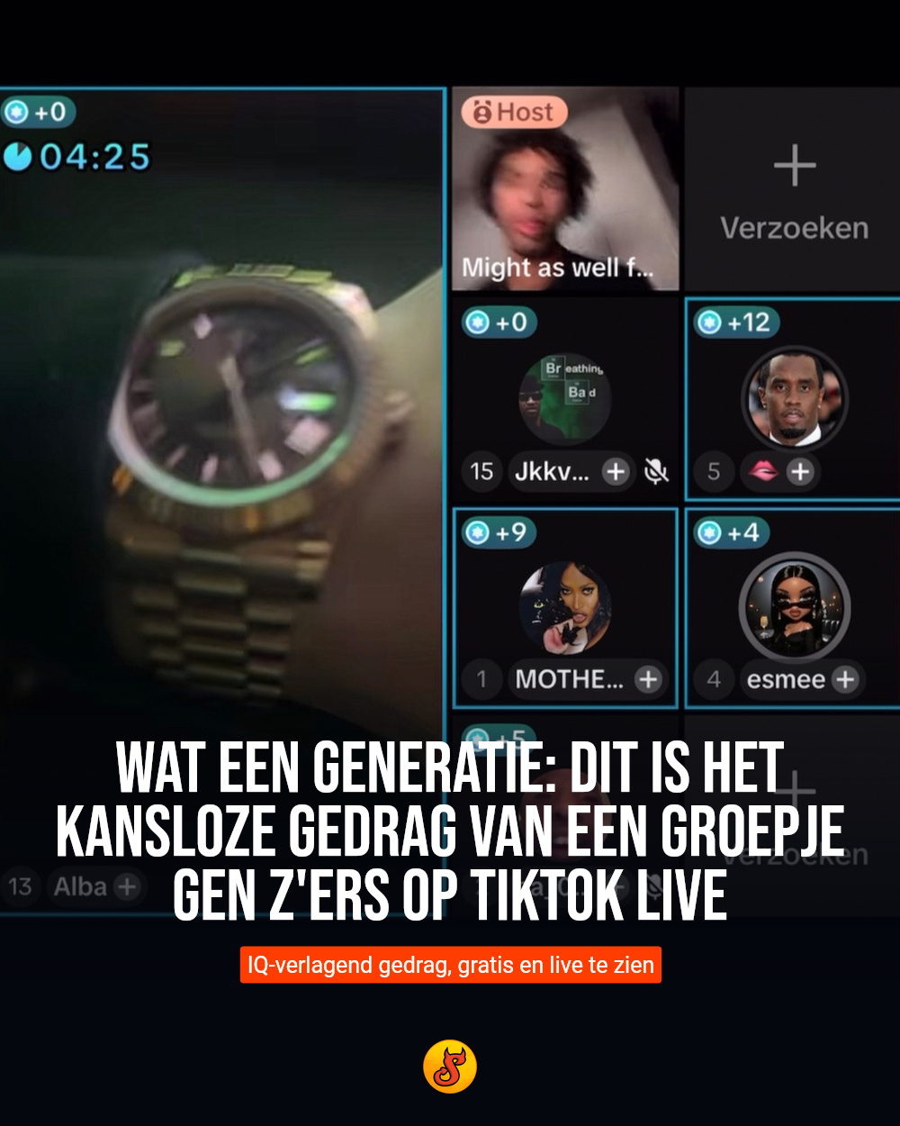 Wat een generatie: Dit is het kansloze gedrag van een groepje Gen Z'ers op TikTok live
