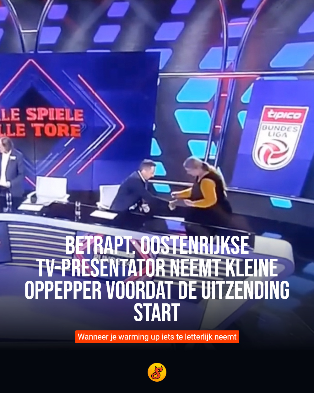 Betrapt: Oostenrijkse tv-presentator neemt kleine oppepper voordat de uitzending start