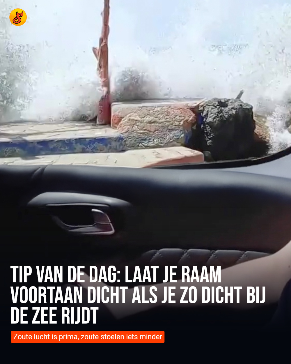 Tip van de dag: Laat je raam voortaan dicht als je zo dicht bij de zee rijdt