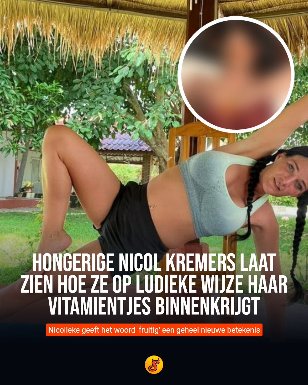 Hongerige Nicol Kremers laat zien hoe ze op ludieke wijze haar vitamientjes binnenkrijgt