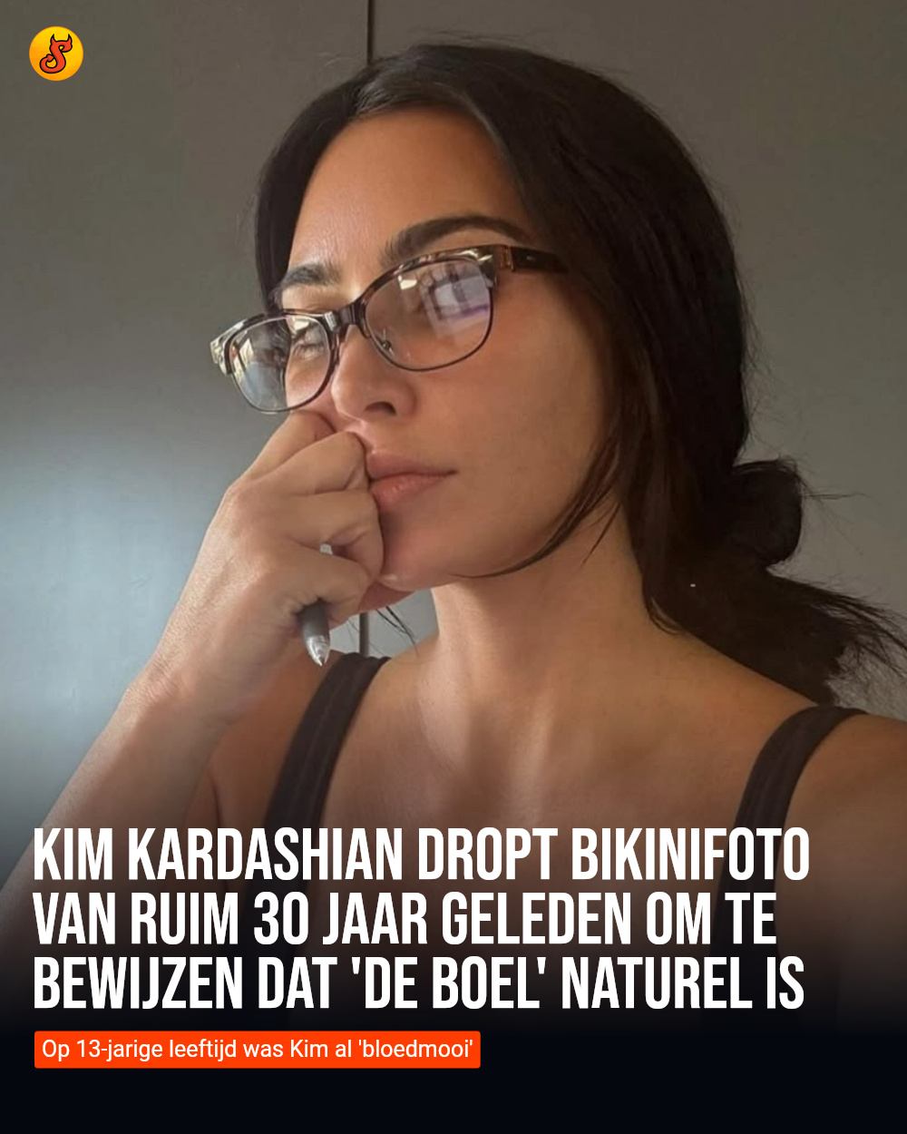 Kim Kardashian dropt bikinifoto van ruim 30 jaar geleden om te bewijzen dat 'de boel' naturel is