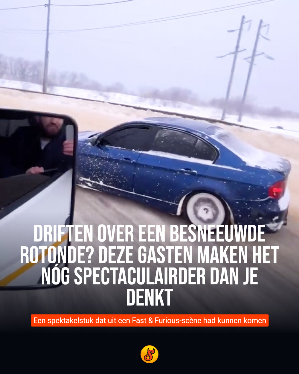 Driften over een besneeuwde rotonde? Deze gasten maken het nóg spectaculairder dan je denkt