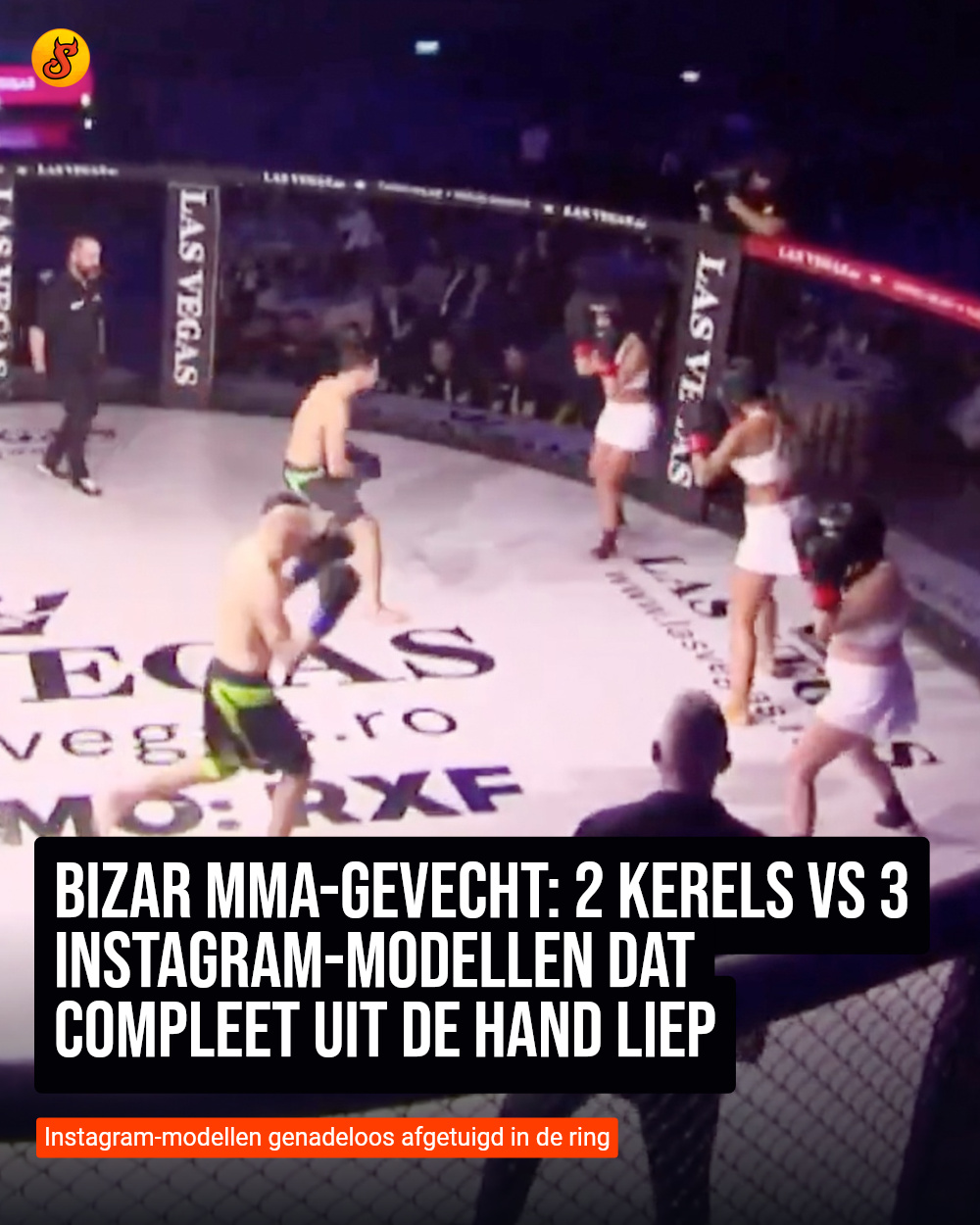 Bizar MMA-gevecht: 2 kerels vs 3 Instagram-modellen dat compleet uit de hand liep