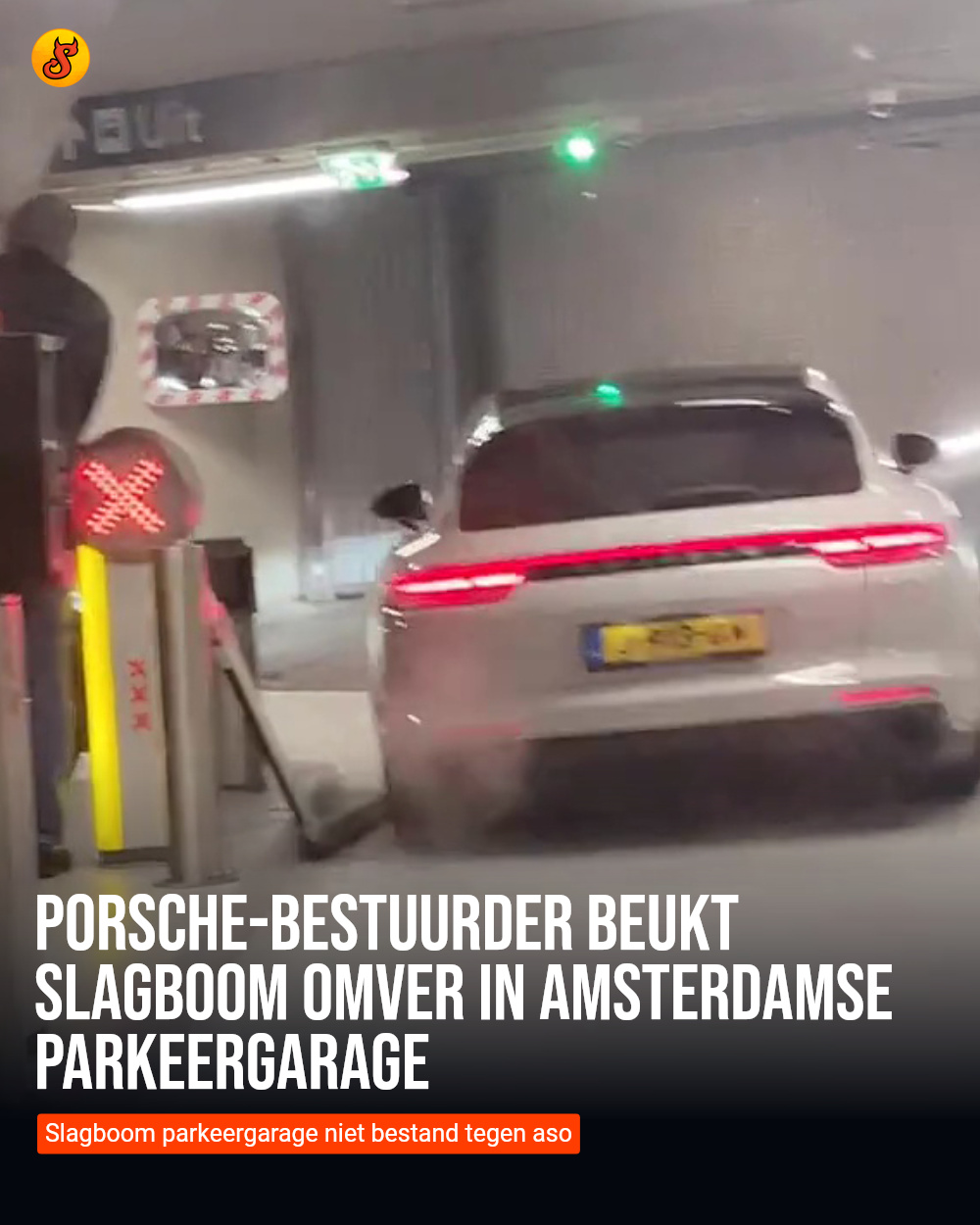 Porsche-bestuurder beukt slagboom omver in Amsterdamse parkeergarage