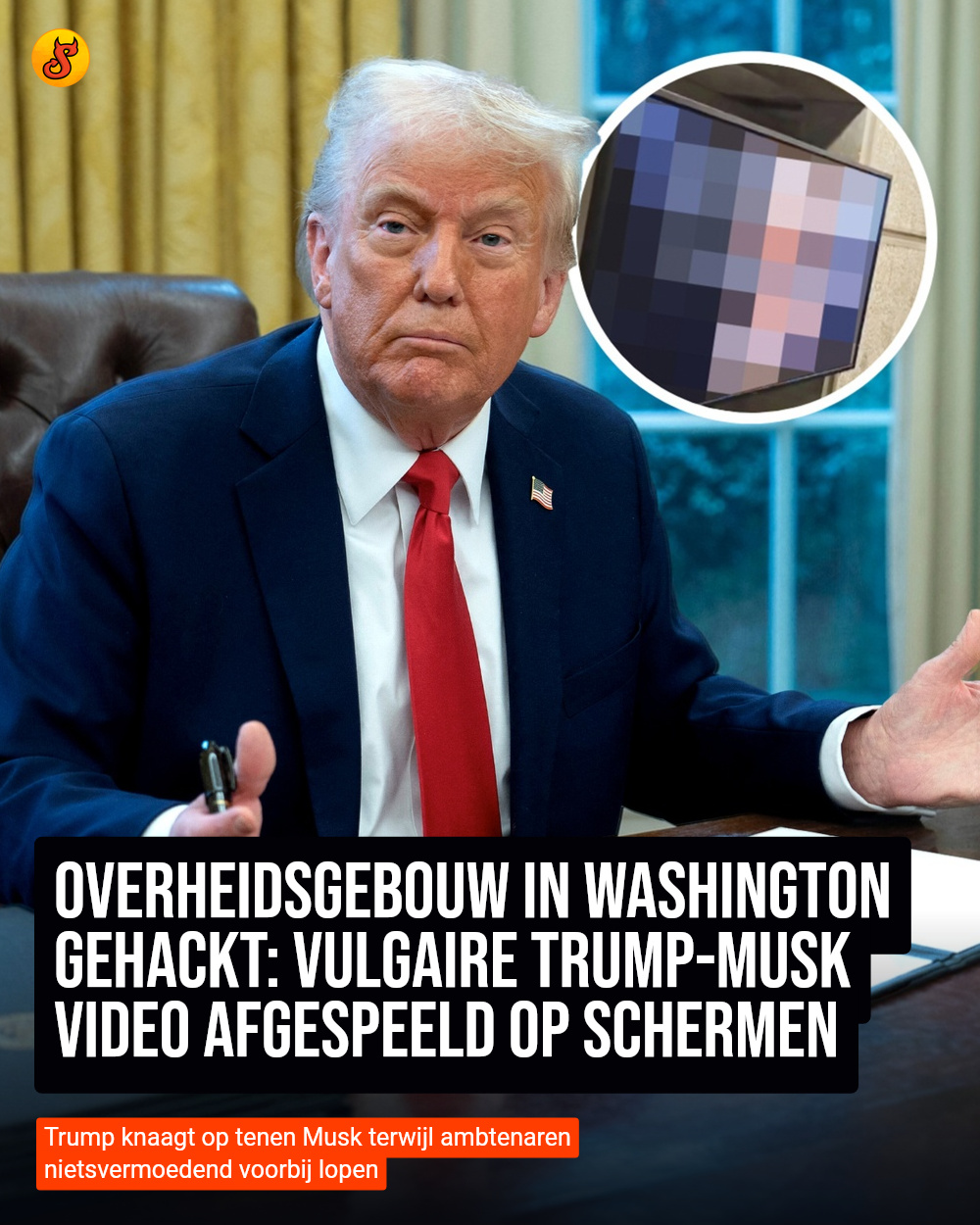 Overheidsgebouw in Washington gehackt: Vulgaire Trump-Musk video afgespeeld op schermen