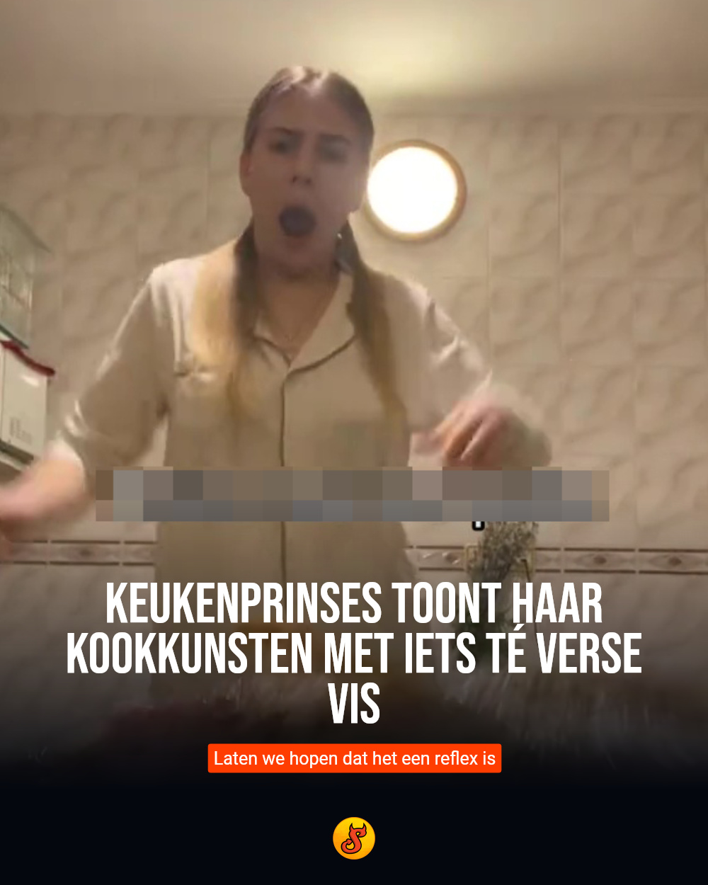 Keukenprinses toont haar kookkunsten met iets té verse vis