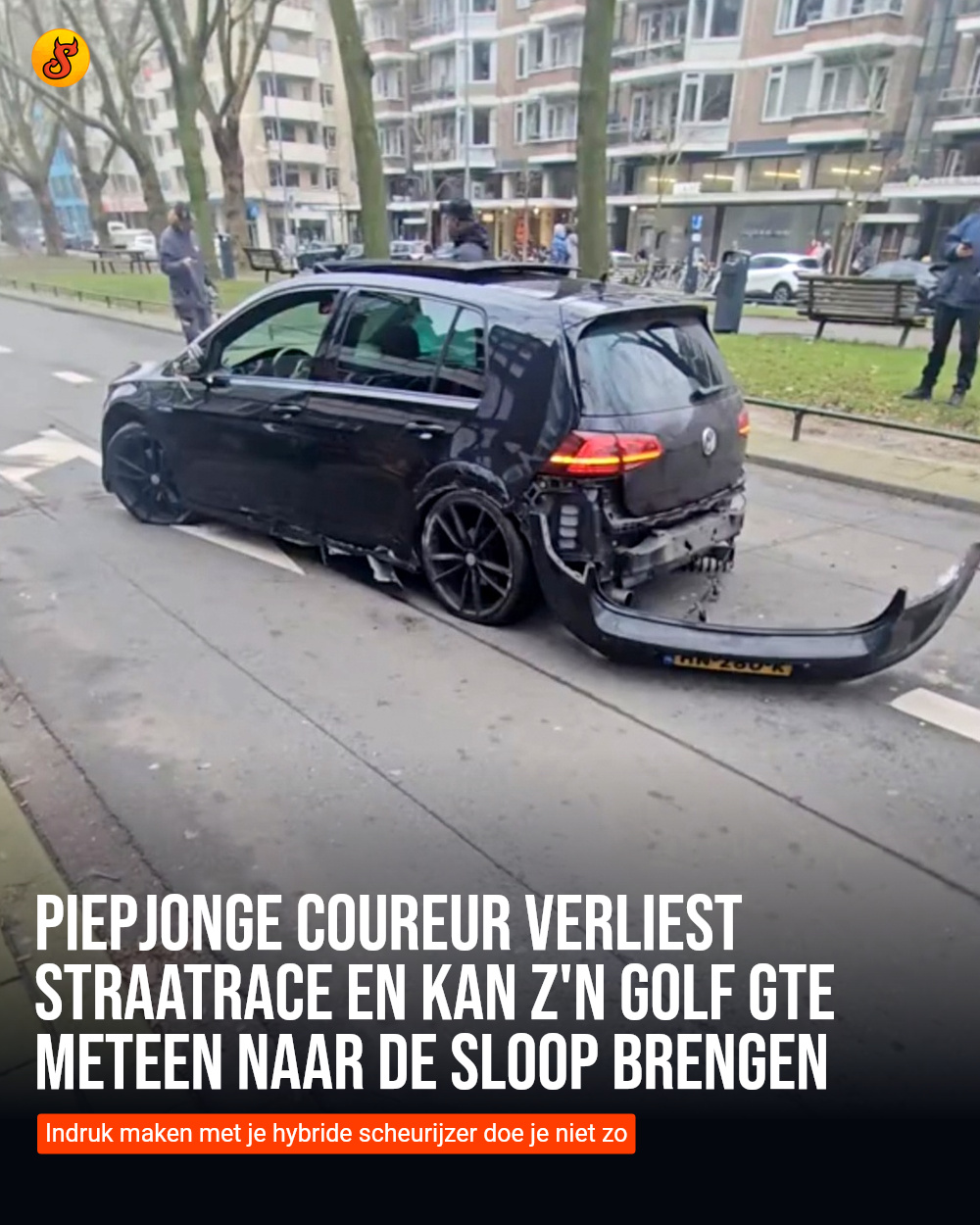 Piepjonge coureur verliest straatrace en kan z'n Golf GTE meteen naar de sloop brengen
