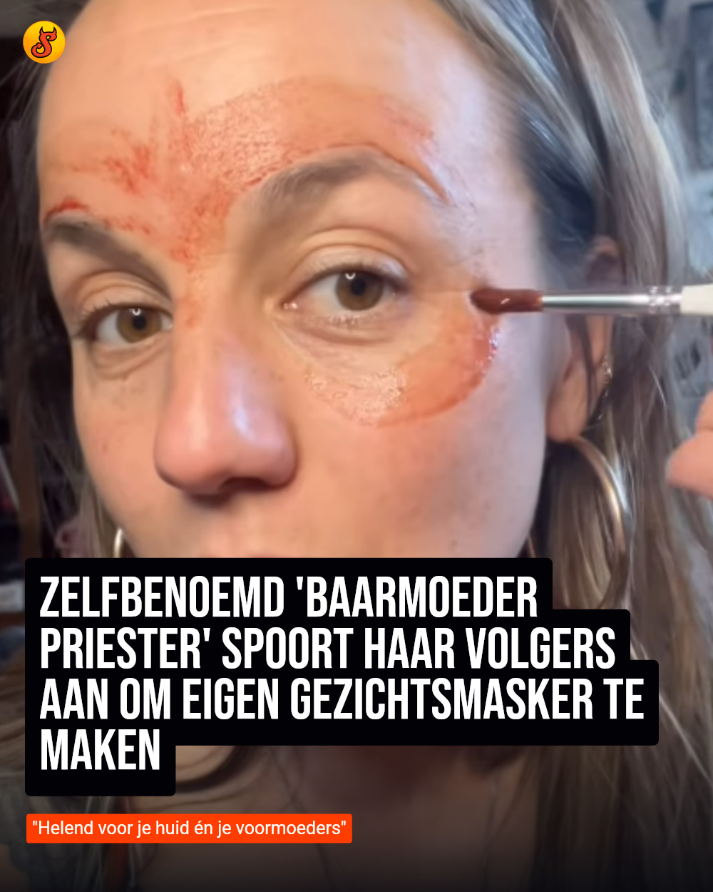 Zelfbenoemd 'baarmoeder priester' spoort haar volgers aan om eigen gezichtsmasker te maken