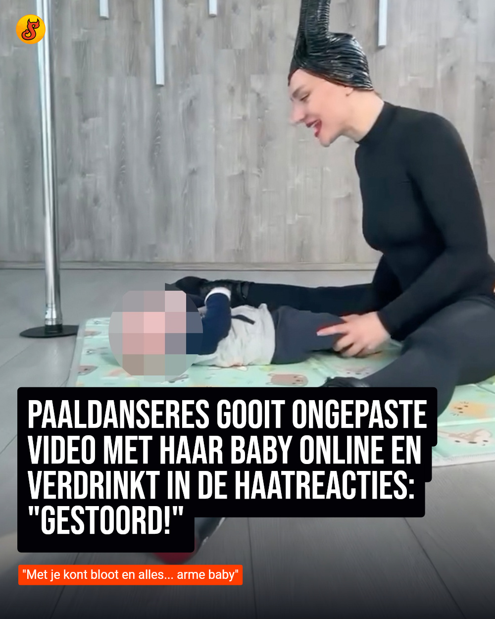 Paaldanseres gooit ongepaste video met haar baby online en verdrinkt in de haatreacties: "Gestoord!"