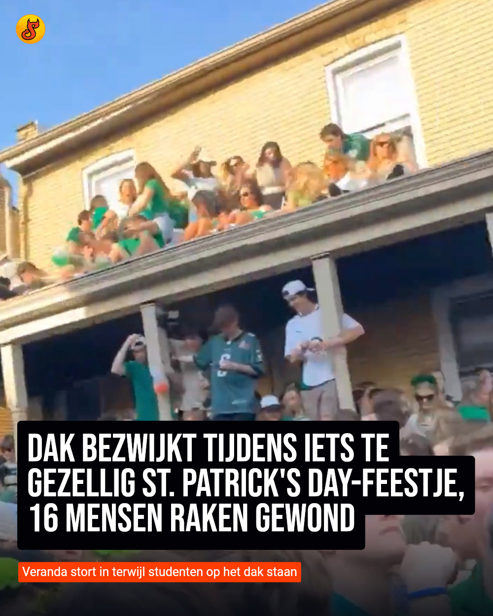 Dak bezwijkt tijdens iets te gezellig St. Patrick's Day-feestje, 16 mensen raken gewond