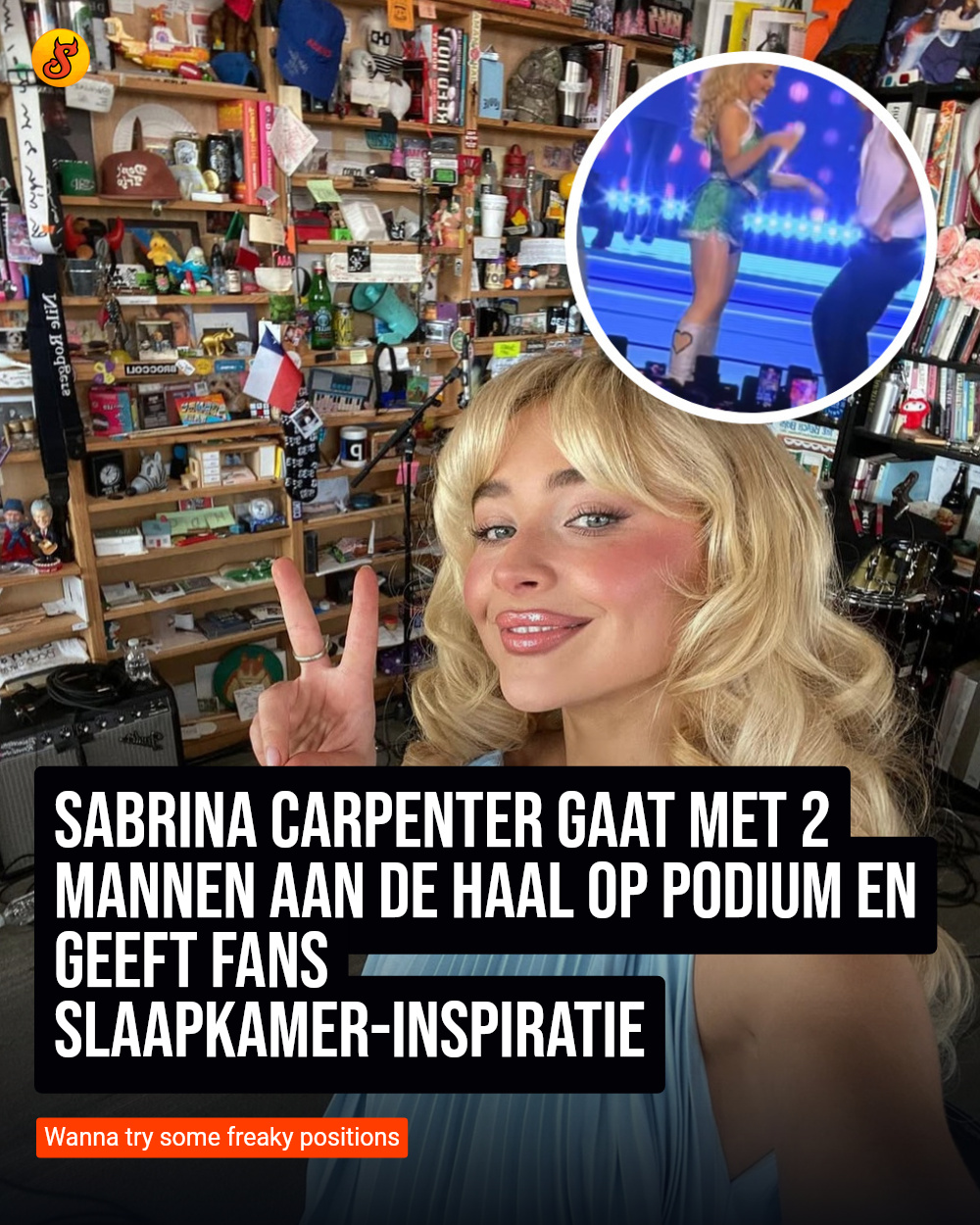 Sabrina Carpenter gaat met 2 mannen aan de haal op podium en geeft fans slaapkamer-inspiratie