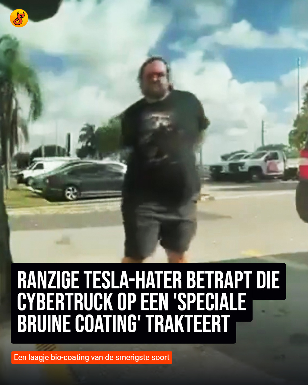 Ranzige Tesla-hater betrapt die Cybertruck op een 'speciale bruine coating' trakteert