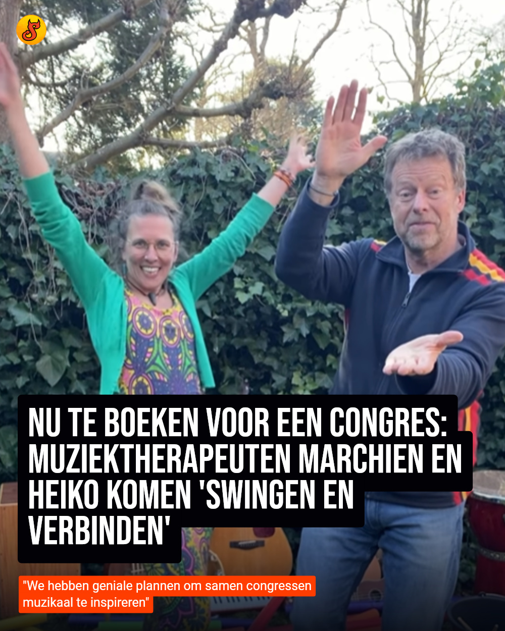Nu te boeken voor een congres: muziektherapeuten Marchien en Heiko komen 'swingen en verbinden'