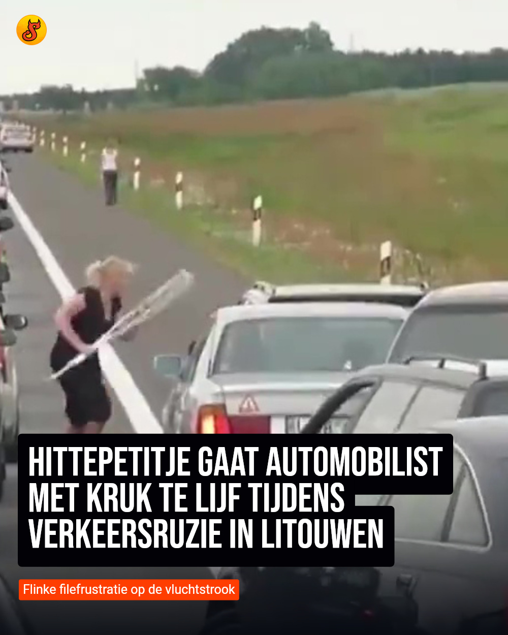 Hittepetitje gaat automobilist met kruk te lijf tijdens verkeersruzie in Litouwen