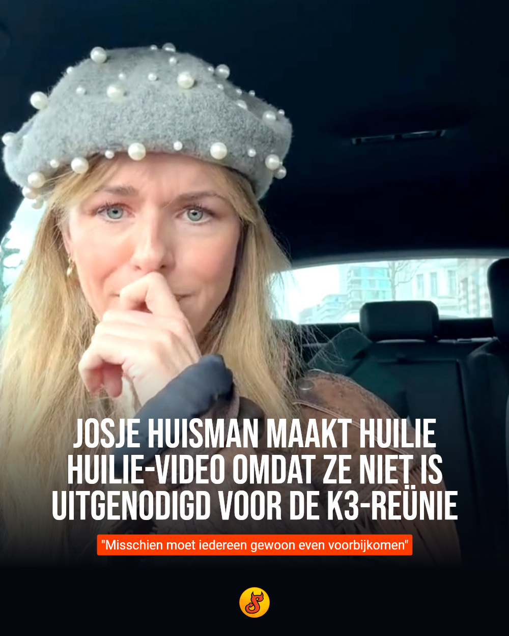 Josje Huisman maakt huilie huilie-video omdat ze niet is uitgenodigd voor de K3-reünie