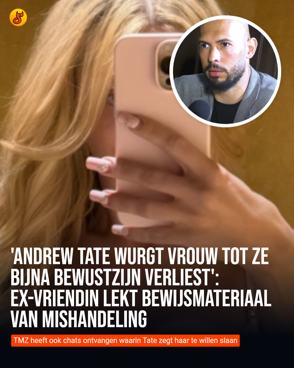 'Andrew Tate wurgt vrouw tot ze bijna bewustzijn verliest': Ex-vriendin lekt bewijsmateriaal van mishandeling