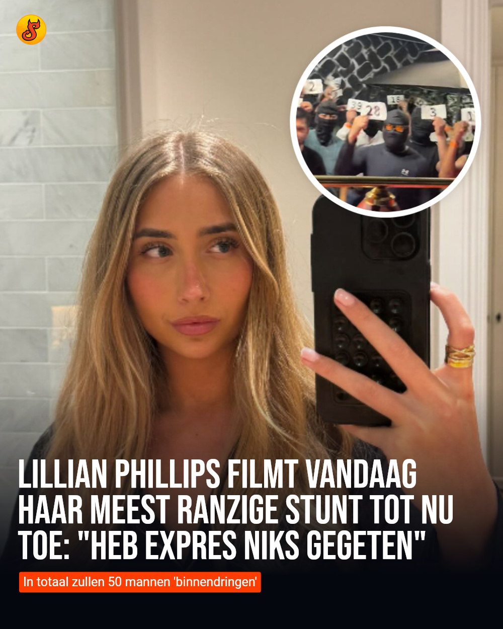 Lillian Phillips filmt vandaag haar meest ranzige stunt tot nu toe: "Heb expres niks gegeten"