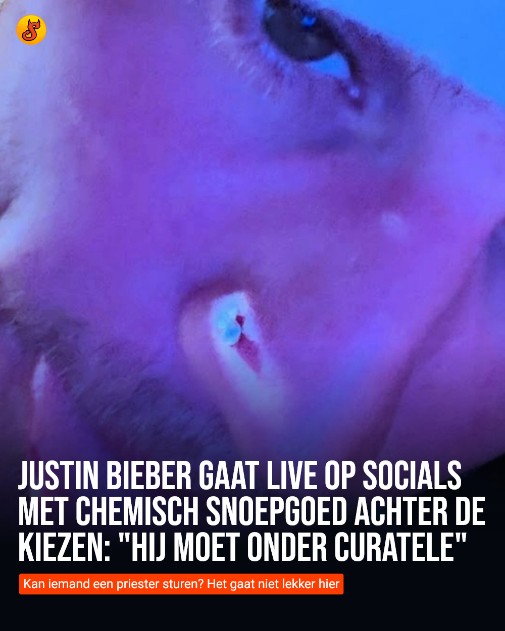 Justin Bieber gaat live op socials met chemisch snoepgoed achter de kiezen: "Hij moet onder curatele"