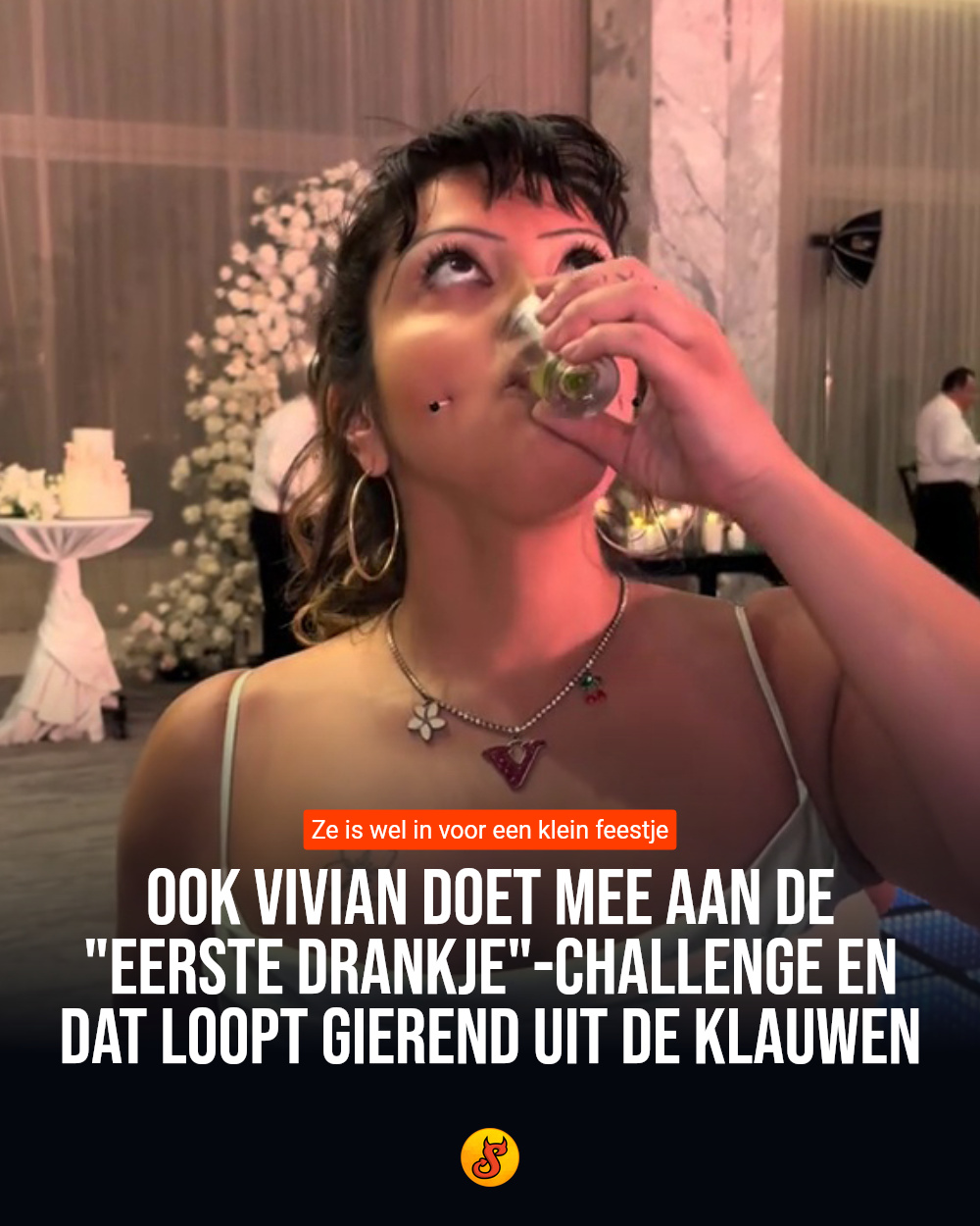 Ook Vivian doet mee aan de "Eerste drankje"-challenge en dat loopt gierend uit de klauwen