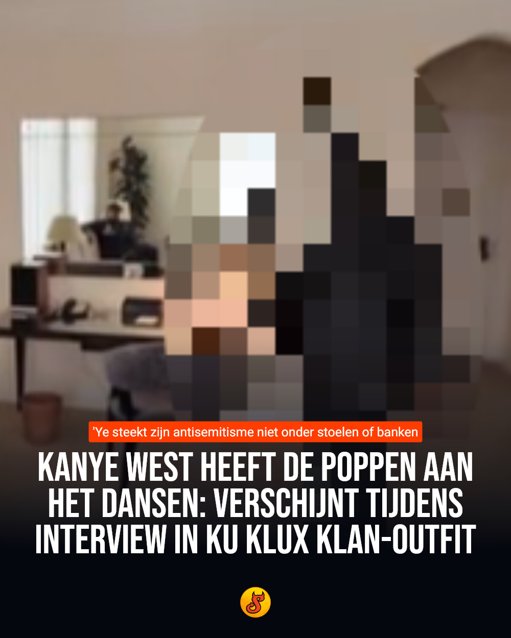 Kanye West heeft de poppen aan het dansen: verschijnt tijdens interview in Ku Klux Klan-outfit