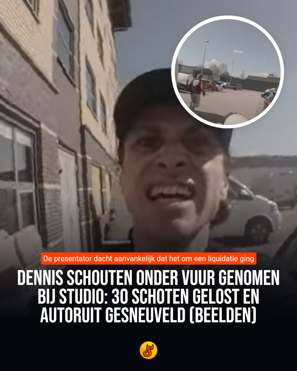 Dennis Schouten onder vuur genomen bij studio: 30 schoten gelost en autoruit gesneuveld (BEELDEN)