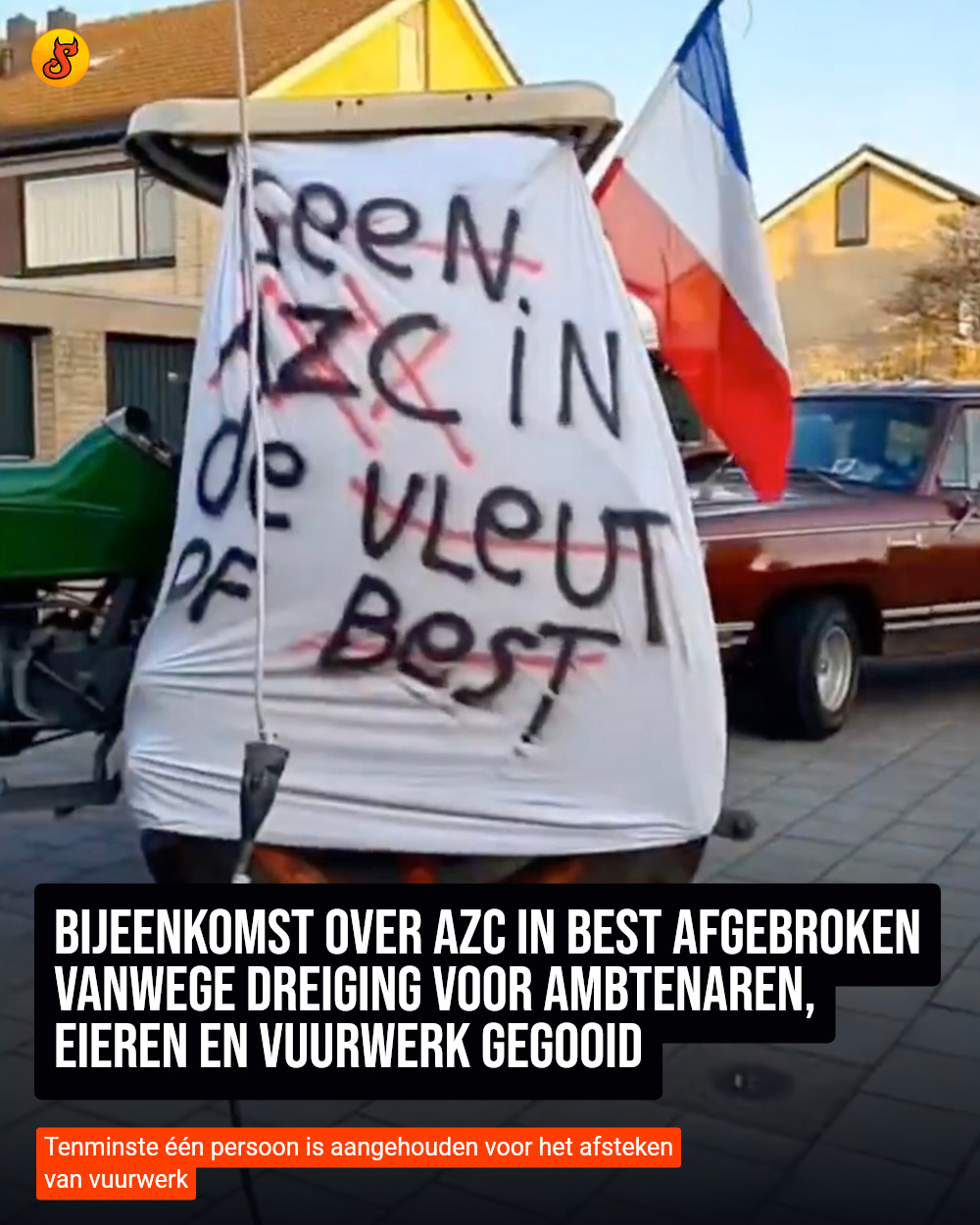 Bijeenkomst over azc in Best afgebroken vanwege dreiging voor ambtenaren, eieren en vuurwerk gegooid