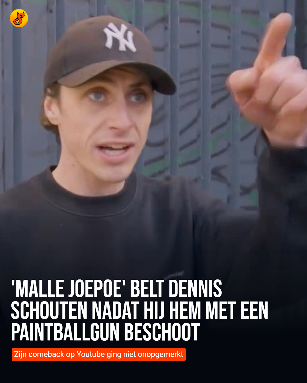 'Malle Joepoe' belt Dennis Schouten nadat hij hem met een paintballgun beschoot