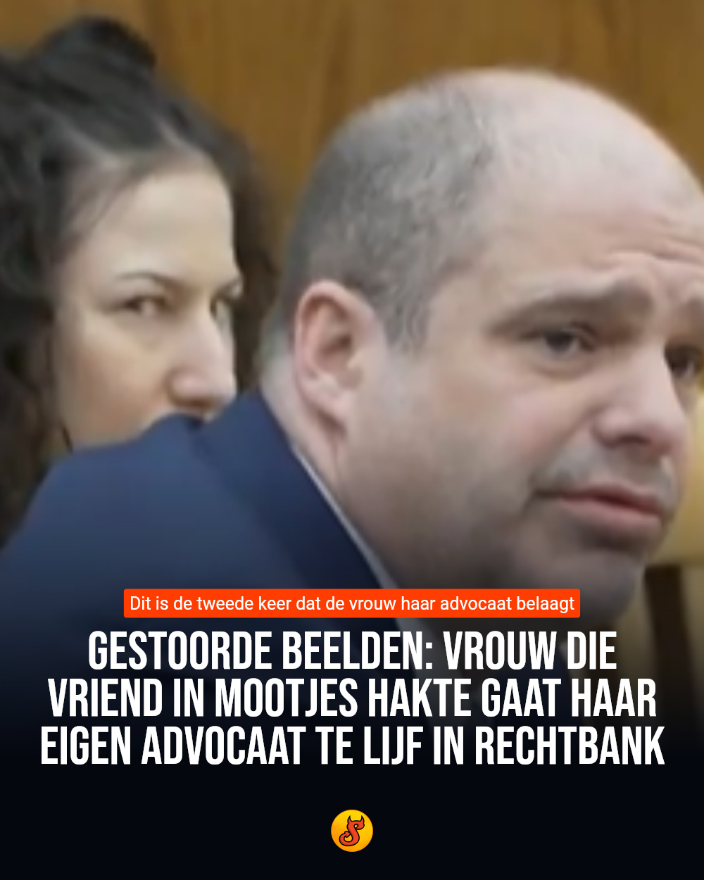Gestoorde beelden: Vrouw die vriend in mootjes hakte gaat haar eigen advocaat te lijf in rechtbank