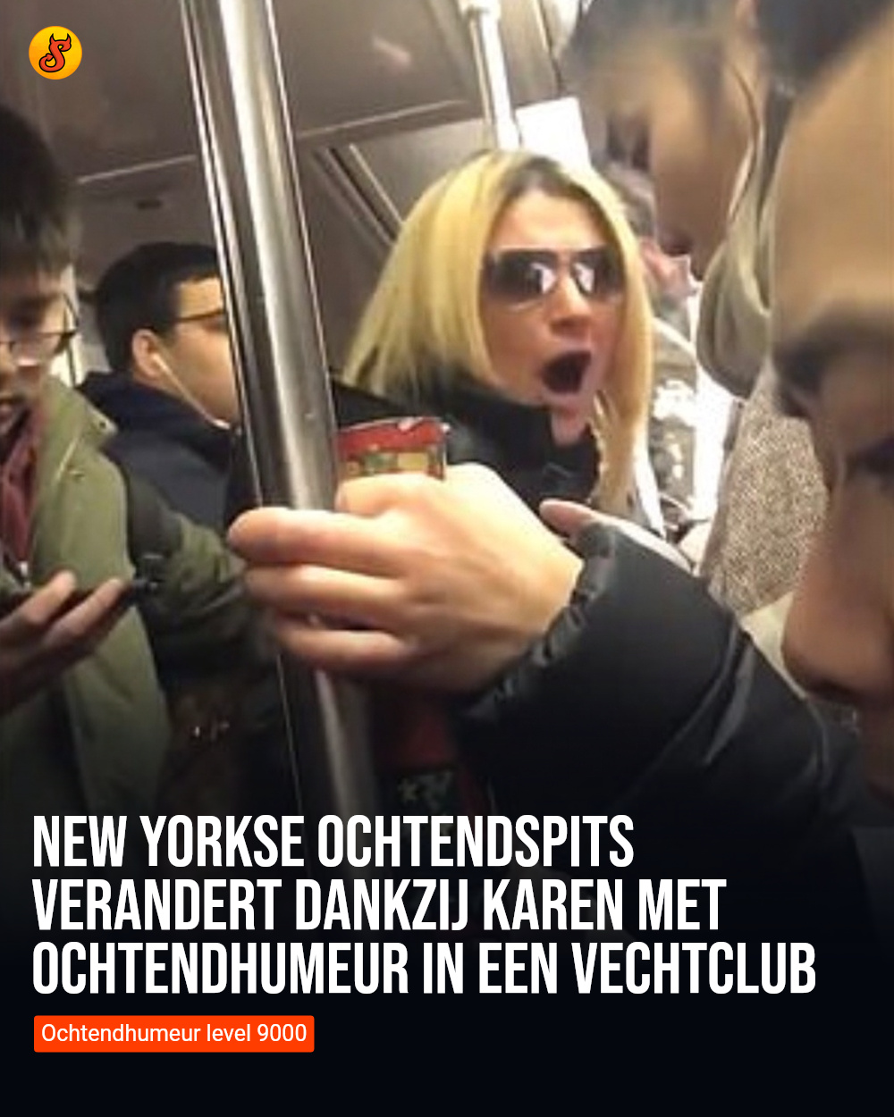New Yorkse ochtendspits verandert dankzij Karen met ochtendhumeur in een vechtclub