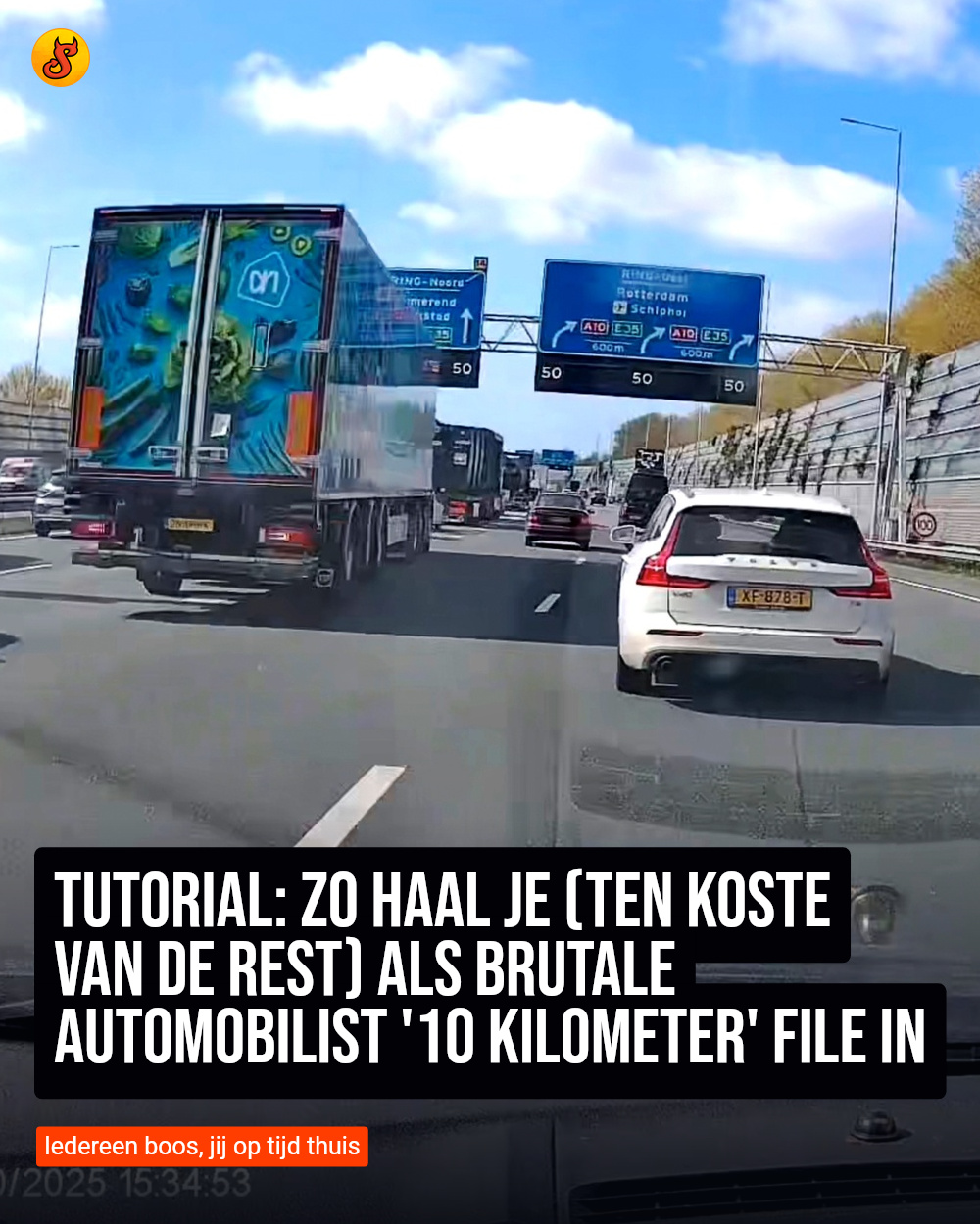 Tutorial: Zo haal je (ten koste van de rest) als brutale automobilist '10 kilometer' file in